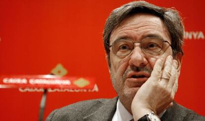 El expresidente de Caixa Catalunya, Narcis Serra, durante la presentación de unos resultados del grupo.