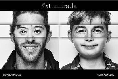 La exposición #xtumirada estará abierta hasta el próximo 7 de abril y se puede visitar en Paseo de la Castellana 81. En la imagen el futbolista del Real Madrid, Sergio Ramos.