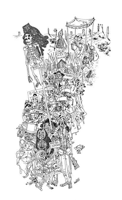 Todo el antifranquismo y el anticlericalismo de Josep Bartoli, reunidos en una ilustración.