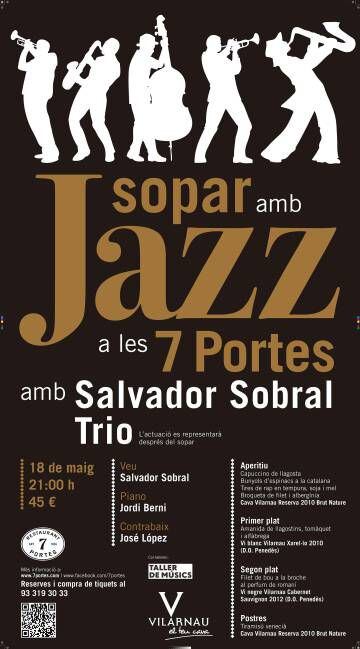 Un cartel de la actuación de Salvador Sobral en el restaurante 7 Portes de Barcelona.