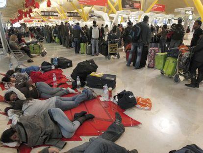 Imagen de Barajas en los días de la huelga, durante el puente de la Constitución en 2010.