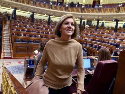 La ex secretaria general del PP María Dolores de Cospedal, en el Congreso de los Diputados. 