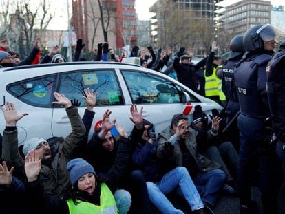 Huelga de taxistas en Madrid.