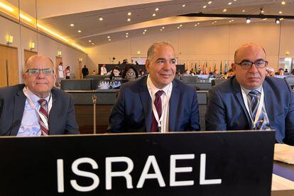 La delegación israelí en el Comité de Patrimonio Mundial, el pasado día 11 en Riad.