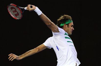 Federer durante el partido contra Djokovic.