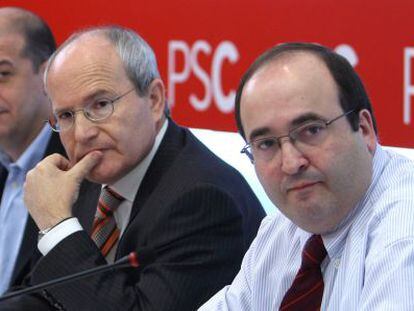 Jos&eacute; Zaragoza, Jos&eacute; Montilla y Miquel Iceta en una ejecutiva del PSC de 2007.