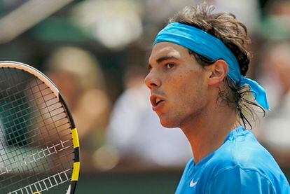 Rafael Nadal, durante el partido de hoy.