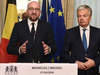 El primer ministro belga y su ministro de Exteriores, este jueves.