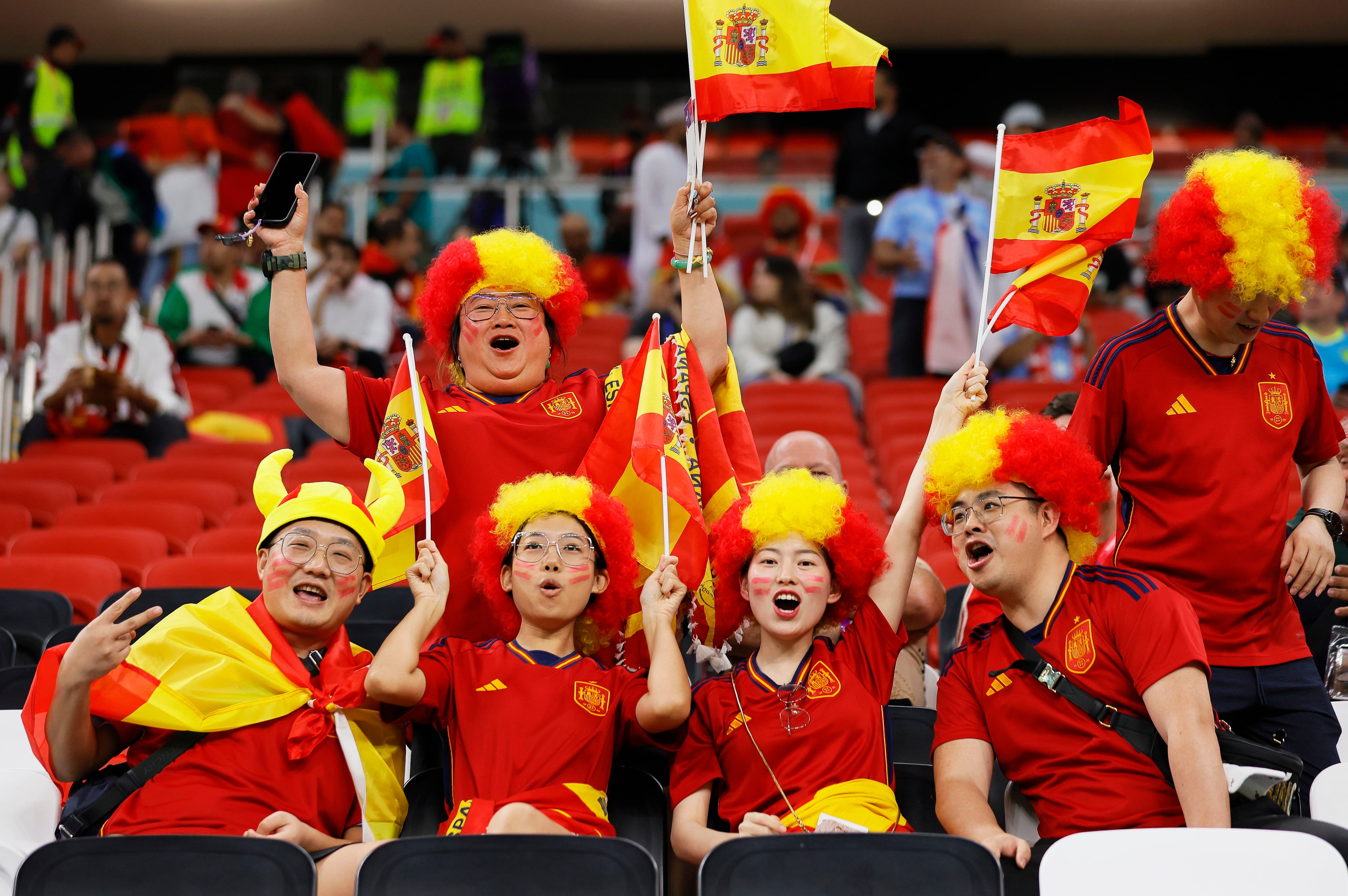 Aficionados de España en las gradas del estadio.