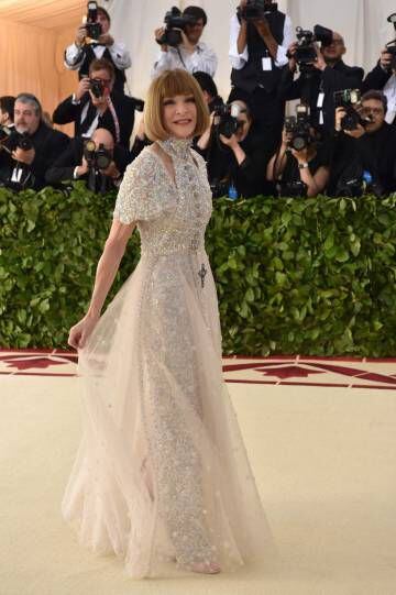 La editora jefe de Vogue, Anna Wintour, en su llegada a la Gala Met 2018.