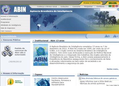 Página de la agencia brasileña de inteligencia