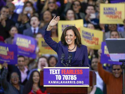 Kamala Harris anuncia sun candidatura a la Presidencia en Oakland, el domingo.