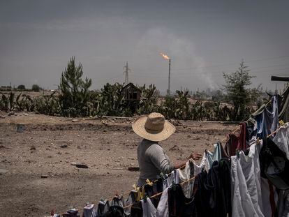 Viviendas en las inmediaciones de la refinería de Tula, Hidalgo.