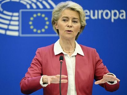 Ursula von der Leyen, este martes en el Parlamento Europeo, en Estrasburgo.