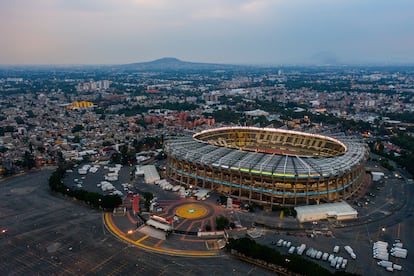 Vista aérea del Estadio Azteca, en la Ciudad de México, en 2021.