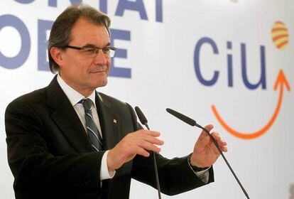 Artur Mas, lider de CiU, en su comparecencia para analizar los resultados de las elecciones del 25 de noviembre