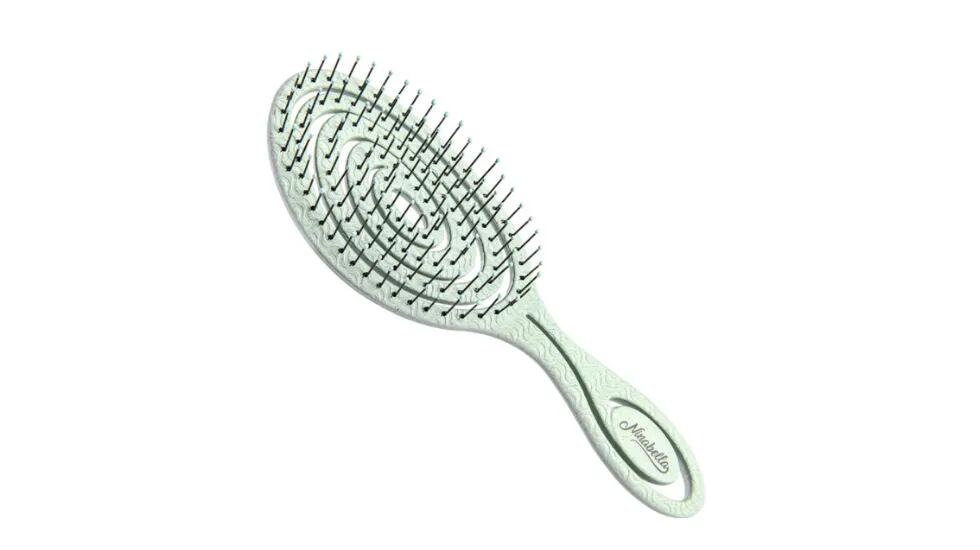 Cepillo para cabello rizado y liso fabricado con cerdas suaves de manera ecológica