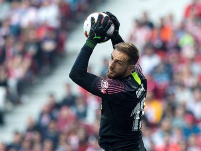 Oblak, durante el Atlético-Celta.