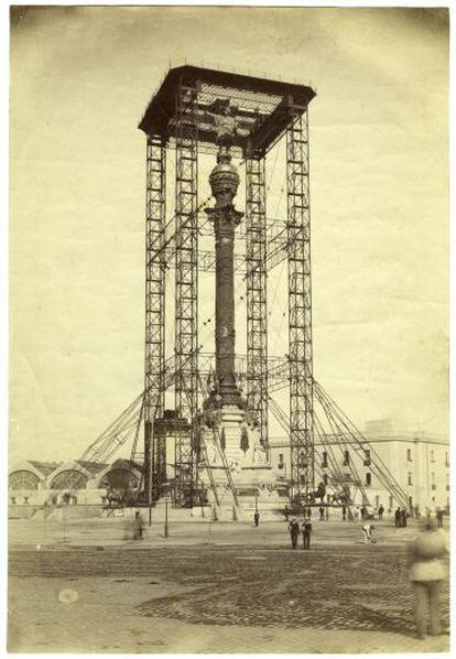 Anònim. Construcció monument a Colom, c. 1888.