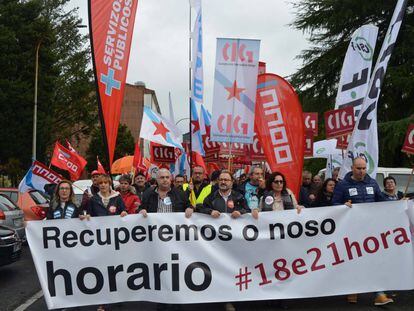 Protesta de sindicatos de profesorado gallego.