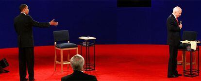 Los candidatos Obama y McCain, en la Universidad Belmont, en Nashville.