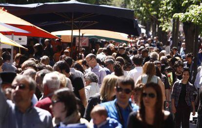 Una imagen de este Sant Jordi en Girona.