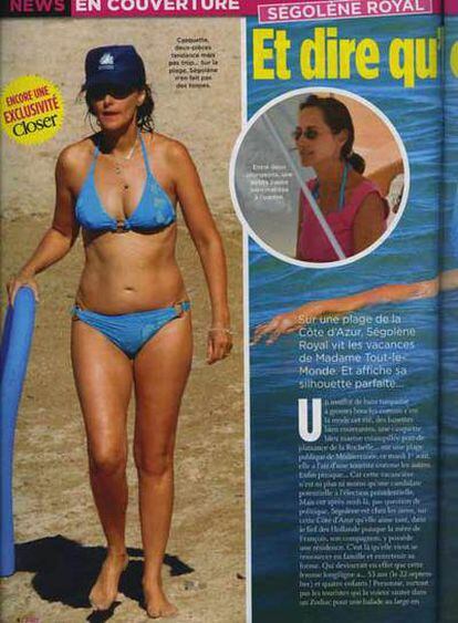 Imagen <i>robada</i> de Ségolène Royal en la Costa Azul este verano publicada en <i>Closer</i>.
