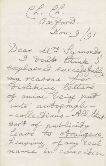 Primera página de la carta del escritor subastada por Bonhams.