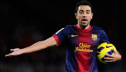 Xavi, en un partido de Liga.