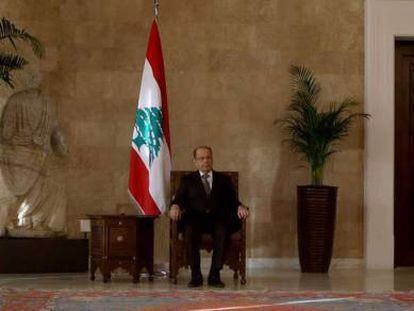 El presidente de L&iacute;bano, Michel Aoun, en el palacio de Baabda de Beirut. 