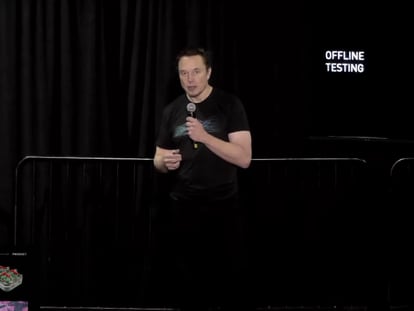 Elon Musk, este miércoles, durante la presentación de las novedades de Neuralink.