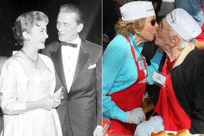 Llevan más de seis décadas juntos y son inseparables. Kirk Douglas conoció a Anne Buydens en París. Ella le asistía como traductora para la prensa mientras presentaba Acto de amor. Él decidió llevarla al restaurante "más romántico de París" para conquistarla. Se casaron, tuvieron dos hijos y al cumplir 60 años de matrimonio le dedicó un hermoso texo de imperdible lectura, aquí.