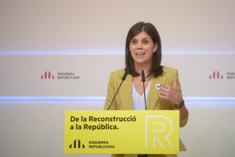La secretaria general adjunta y portavoz de ERC, Marta Vilalta, en rueda de prensa telemática.