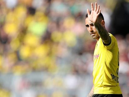 Alcácer, en un partido con el Dortmund.