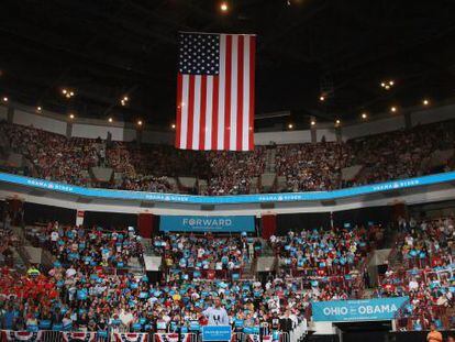 El presidente de Estados Unidos, Barack Obama, durante su mitin en Columbus, Ohio