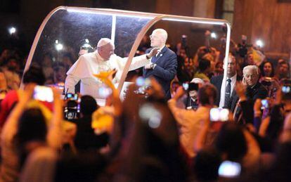 El papa Francisco la noche del sábado en Asunción.