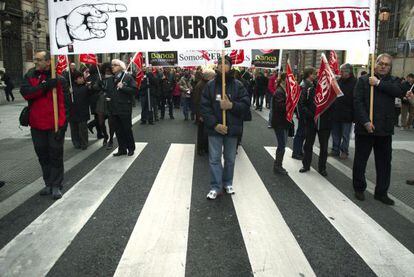 Protesta de trabajadores de Bankia, en Madrid.