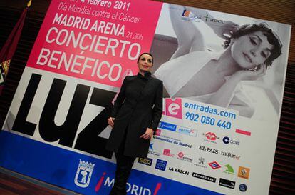 Luz Casal, durante la presentación, en enero, del concierto benéfico contra el cáncer de mama que ofrece hoy en Madrid