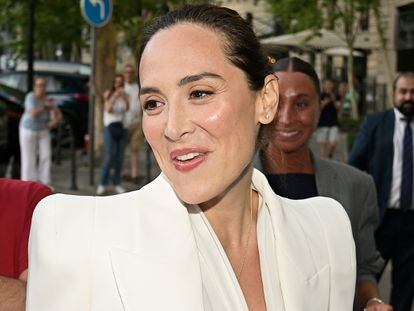 MADRID, SPAIN - JULY 08: Tamara Falco arrives at the Ritz Hotel to celebrate her pre-wedding with Iñigo Onieva on July 7, 2023 in Madrid, Spain. (Photo By Francisco Guerra/Europa Press via Getty Images)