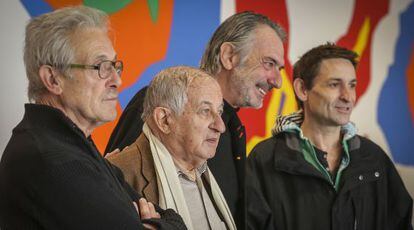 Baixas, Goytisolo, Amat y Pla, de izquierda a derecha, durante la presentaci&oacute;n del cortometraje. 
