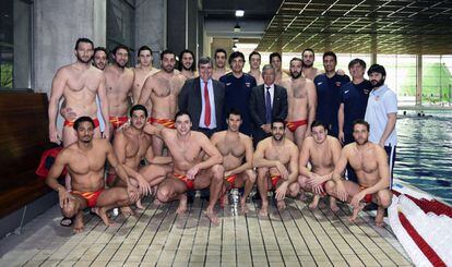 La selección española, durante la preparación en Madrid.