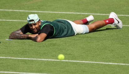 Nick Kyrgios, durante un entrenamiento en las instalaciones de Wimbledon.