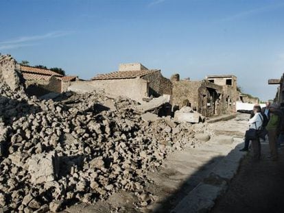 La casa de los Gladiadores de Pompeya, tras su derrumbe en 2010.