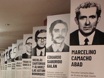 Exposición 'Para la libertad. El proceso 1001 contra la clase trabajadora' en la Biblioteca Nacional, en Madrid, este marzo.