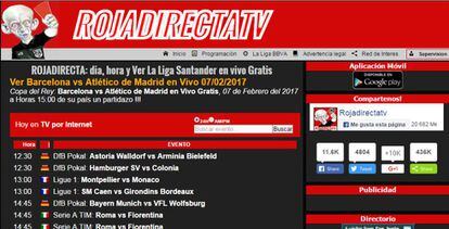 Web de Rojadirecta este martes.