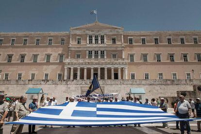 Una protesta contra la reforma laboral el pasado 14 de junio en Atenas, Grecia