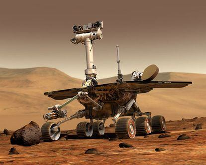 Ilustración del robot 'Opportunity' en la superficie de Marte