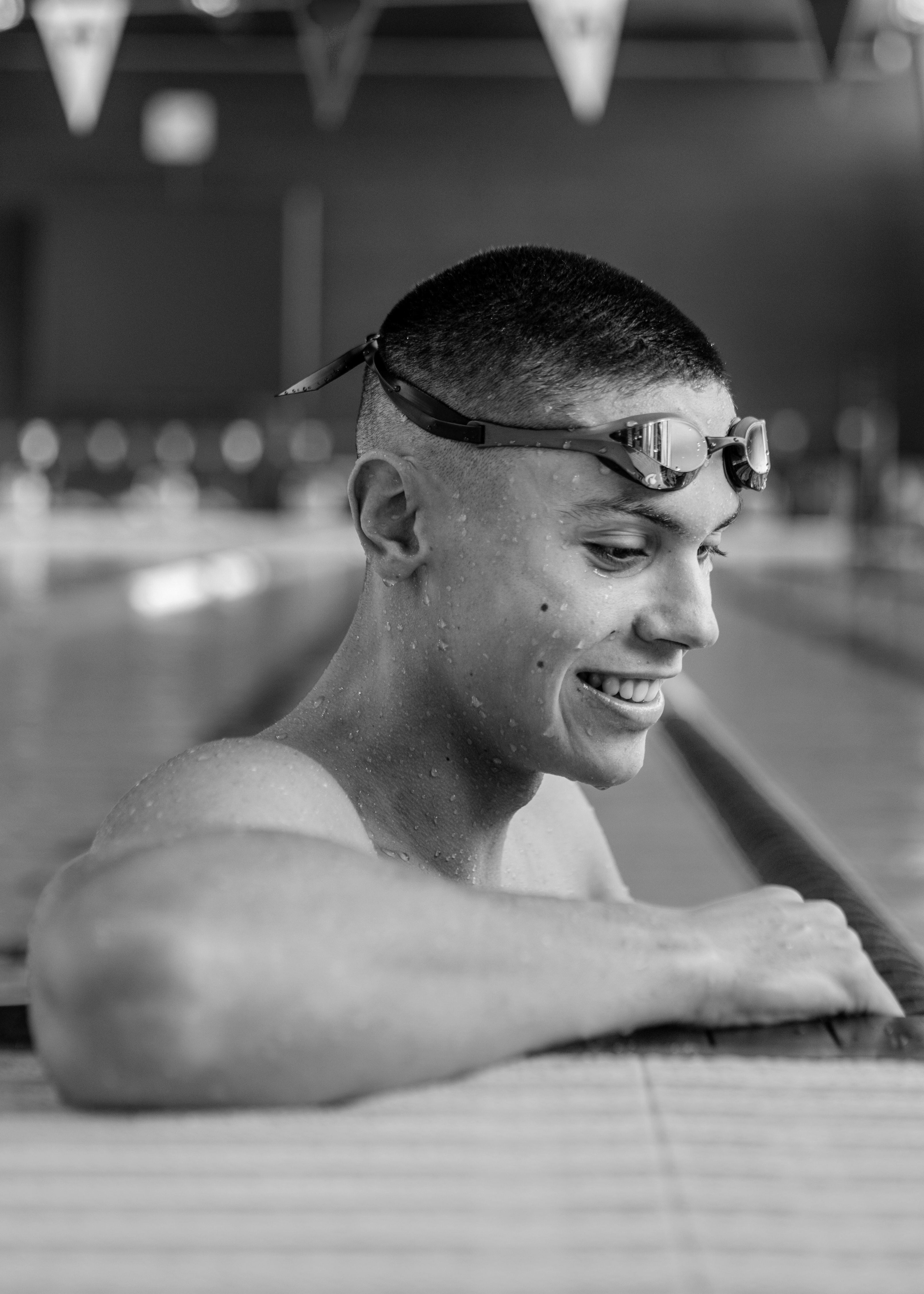 El nadador, durante su entrenamiento matinal.