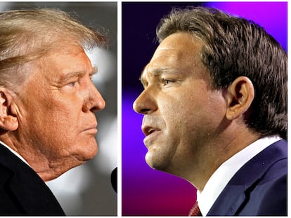 El expresidente de Estados Unidos Donald Trump (a la izquierda) y el gobernador de Florida, Ron DeSantis, en imágenes tomadas durante la reciente campaña electoral.