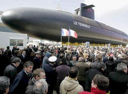 Presentación del submarino nuclear <i>El Terrible</i> en los astilleros franceses Cherburgo, el viernes pasado.